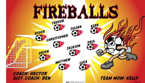 Fireballs B58962 1of2 Digitally Printed Vinyl Soccer Sports Team Banner