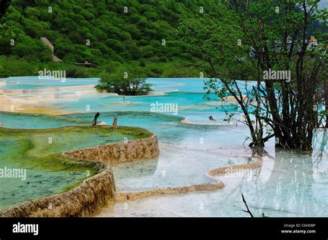 Travertine Terrace Pools At Huanglong Nature Reserve An Unesco World