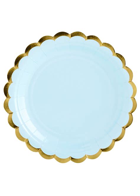 Vaisselle Jetable Light Blue Assiettes Bleues Et Or Aux Feux De La