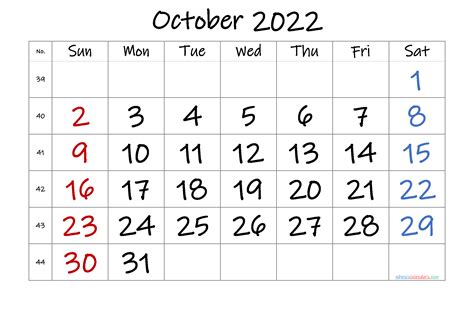 Free October 2022 Calendar 6 Templates
