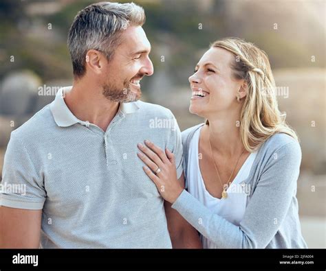 Happy And Loving Mature Caucasian Couple Enjoying A Romantic Date At
