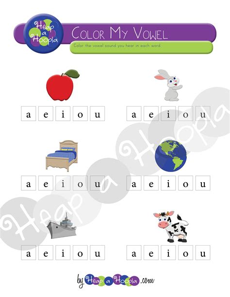 Color My Vowel Activity Worksheet For Children
