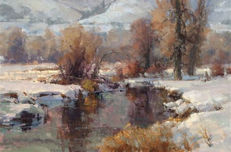 Big Cottonwood Winter Oil By Kathryn Stats Painting Inspiration 1