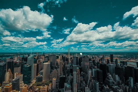 New York City Empire State Building Usa Horizon Blue Sky