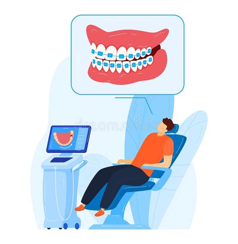 Dentistry Treatment Dental Care By Medical Brace Vector Illustration