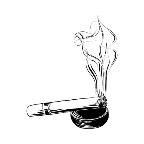 Premium Vector Hand Drawn Sketch Of Burning Cigar In Black