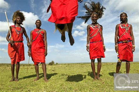 Masai Performing Warrior Dance Masai Stock Photo