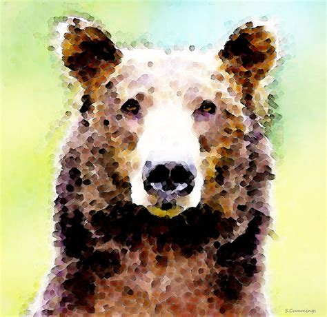 Abstract Brown Bear Art Curious Painting