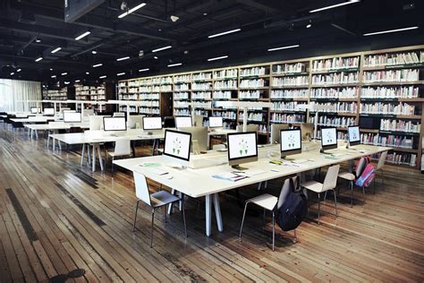 Modern Library With Computers For Students Premium Photo Rawpixel