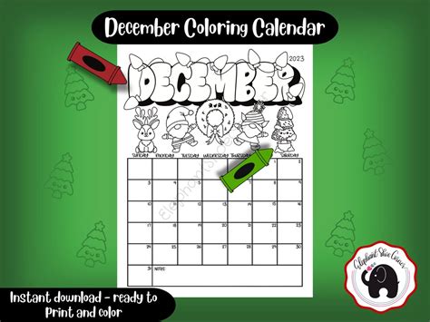 Printable December 2023 Calendar Coloring Calendar Printable Kids