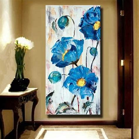 Hand Painted Abstract Flower Oil Painting For Corridor Large Canvas