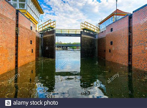 Lock Gates Of The Water Dam In River Stock Photo Alamy