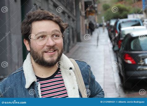 Cute Caucasian Man Walking The Street Stock Image Image Of Mature