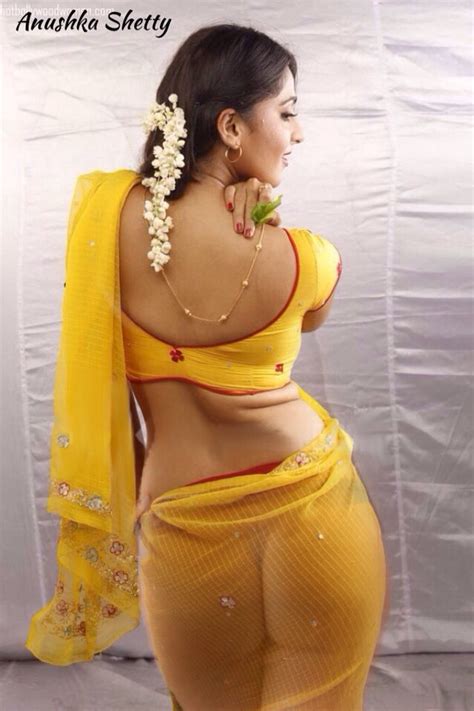 Anushka Shetty Celebrities Black Saree Saree Net Saree Hot Sex Picture