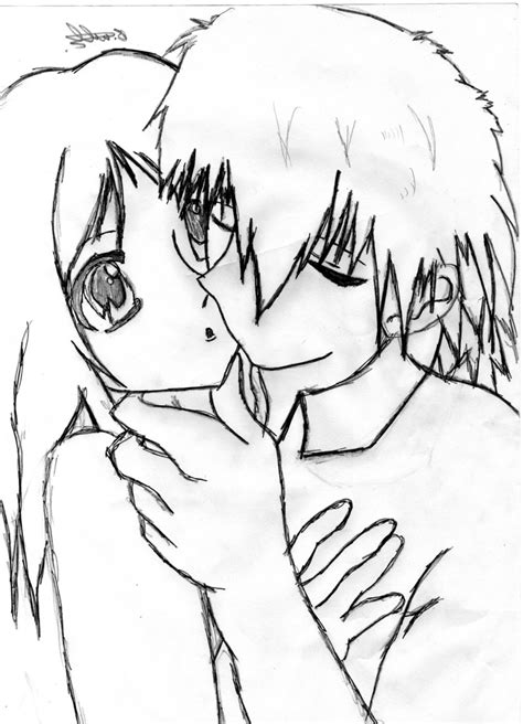 Cute Anime Couple Drawings Easy Cute Anime Couple By