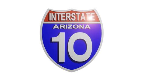 3d Sign Interstate Arizona 10 Cgtrader