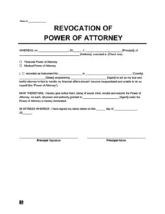 Free Revocation Of Power Of Attorney Form PDF MS Word