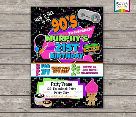 90s Party Invitations Template Free