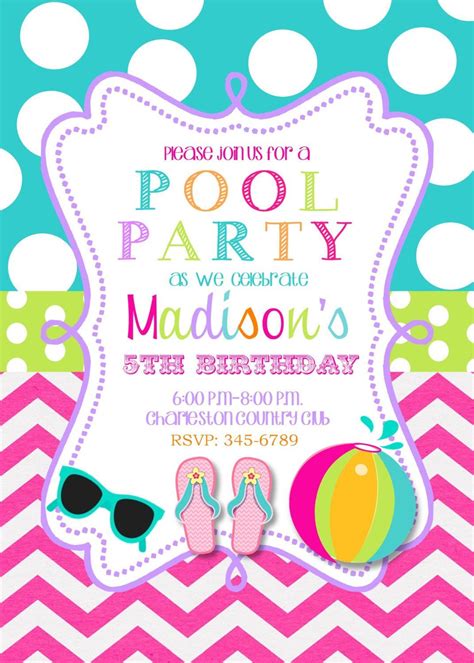 Pool Party Invitations Template Pool Party Birthday Party Invitations