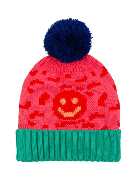 Miss Pom Pom Smiley Beanie Pink