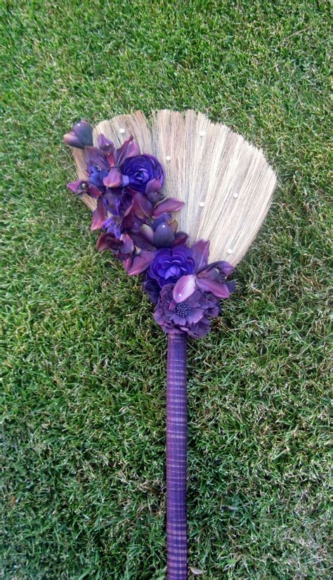 Royal Purple Wedding Broom With Orchids Br