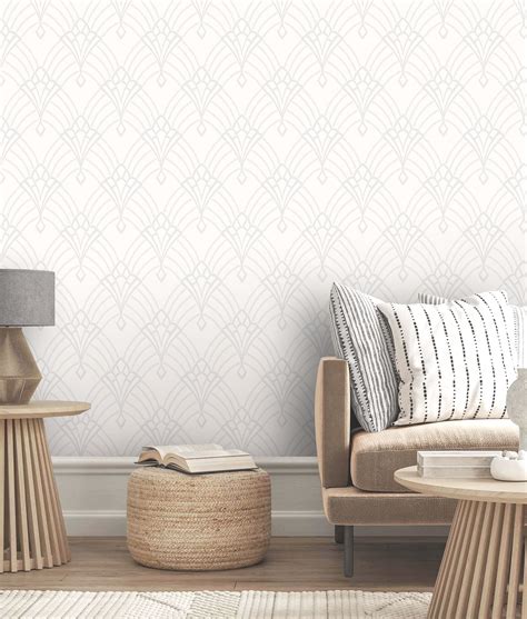 White And Silver With Glitter Detail Art Deco Wallpaper Wallpaper Johns