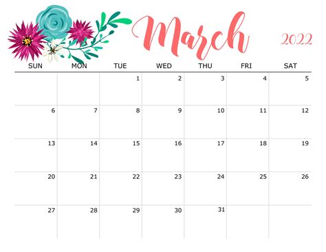 Printable Calendar 2022 March Calendar Example And Ideas