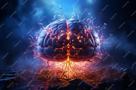 Premium Photo Spatial Representation Brain Amidst Blue Background