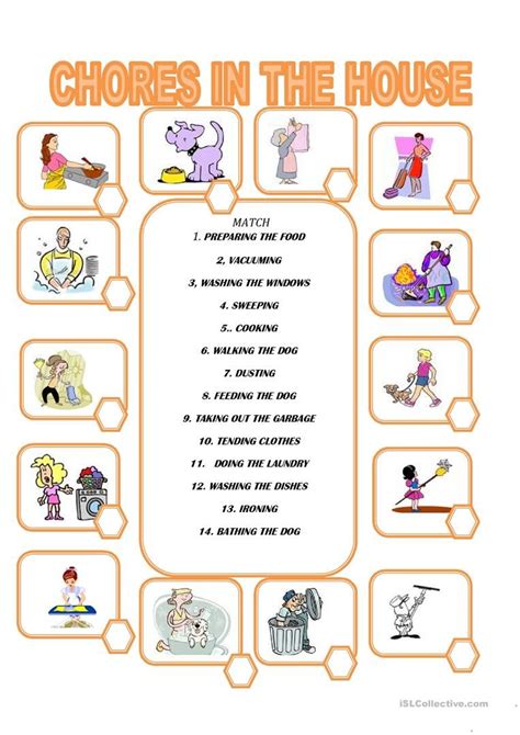 Chores In The House Reading Comprehension Kindergarten Vocab