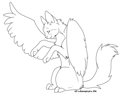 Anime Winged Cat Coloring Page Coloring Pages