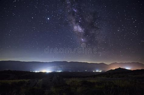 Starry Night With The Milky Way Over Some Mountains Stock Image Image