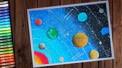Solar System Drawing With Oil Pastel Step By Step Youtube