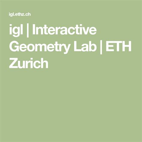 Igl Interactive Geometry Lab Eth Zurich Interactive Geometry Lab