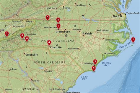 Coastal Towns Map Of North Carolina Coast