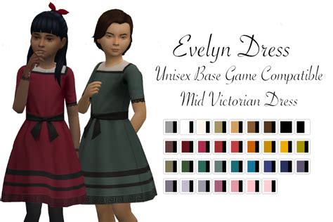 Evelyn Dress A Unisex Mid Victorian Childs Dress Maxis Match Cc
