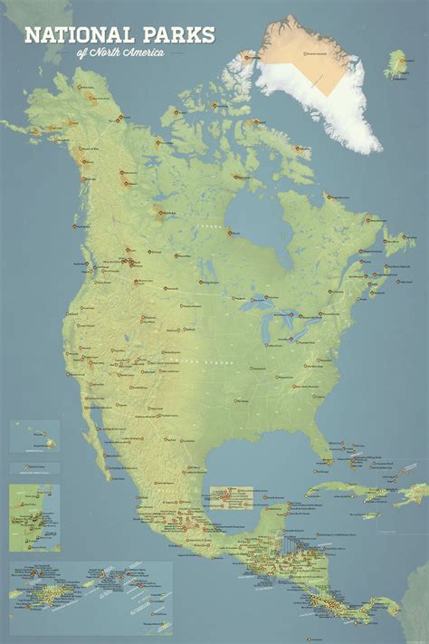 North America National Parks Map 24x36 Poster Best Maps Ever