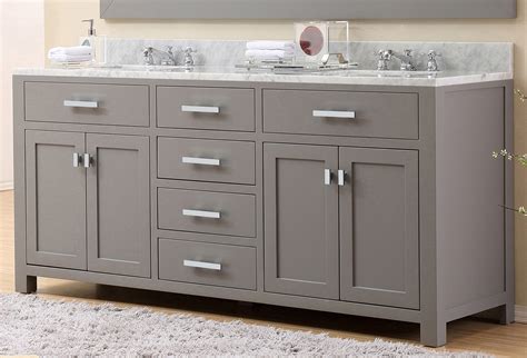 72 Cashmere Grey Double Sink Bathroom Vanity With White Carrara Marble Top