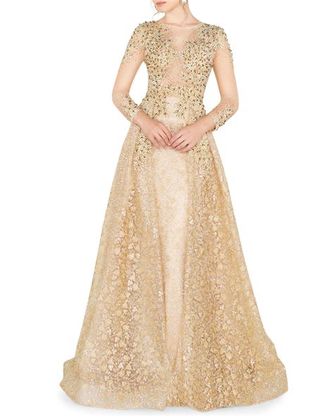Fully embellished prom gown, fitted silhouette, floor length with slightly flare bottom, sleeveless bodice, plunging sweetheart neckline with sheer mesh insert, embellished straps over shoulders, open v back. Mac Duggal High-Neck 3/4-Sleeve Lace Overlay Illusion Gown ...