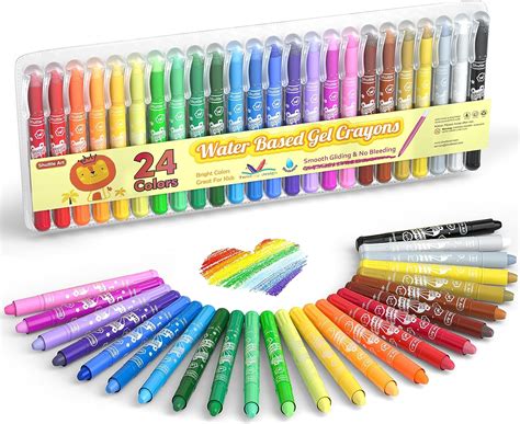 24 Colours Gel Crayons For Toddlers Shuttle Art Non Toxic Twistable