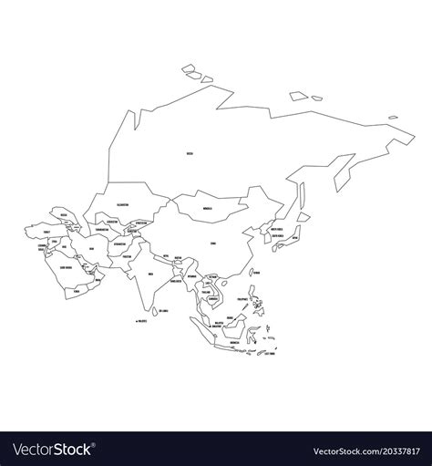 Black And White Map Of Asia