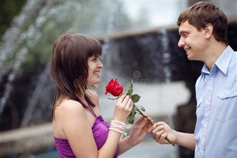Man Giving Rose To A Girl Stock Image Image Of Beautiful 37959769