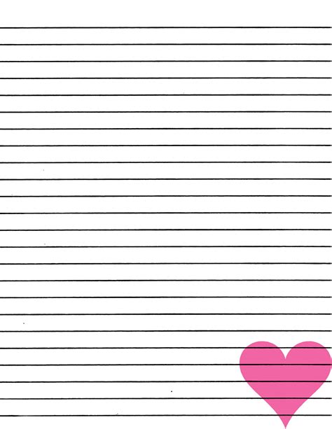 Just Smashing Paper Freebie Pink Heart Lined Paper Printable