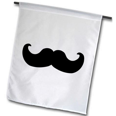 3drose Garden Flag Black Moustache On White Ironic Hipster Moustache