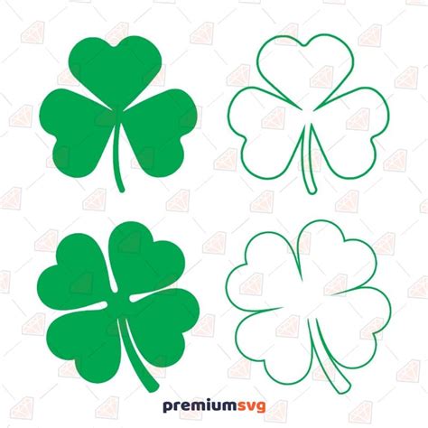 3 Leaf Shamrock Outline Svg Clover Leaf Svg Premiumsvg