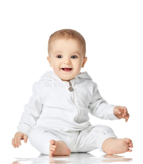 8 Month Infant Child Baby Boy Kid Toddler Sitting In Diaper Thinking