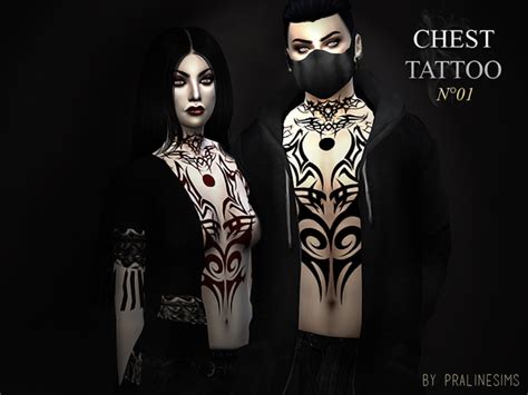 Chest Tattoo N01 By Pralinesims At Tsr Sims 4 Updates