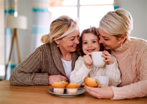 As mother's day rolls around, crafts are such a fun way for the grandkids to show grandma how much she means. Affectionate little girl, young and senior females eating ...