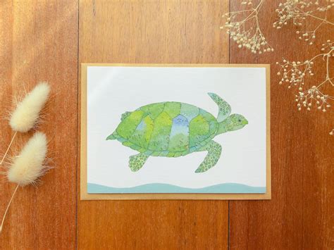 Green Sea Turtle Turtle Sea Turtle Greeting Card Etsy