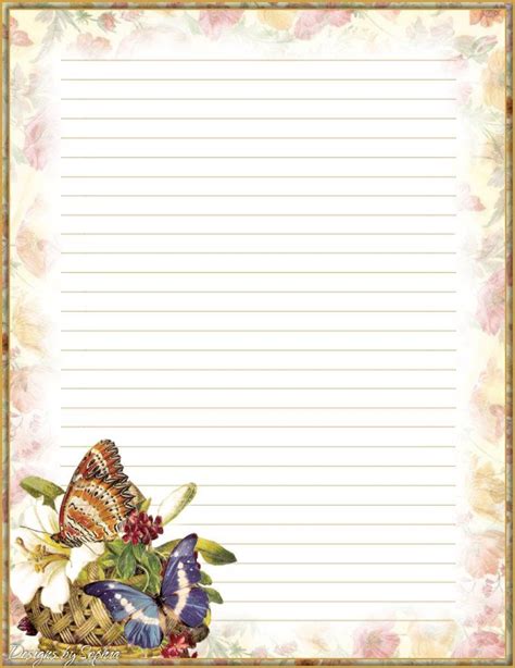 Writing Paper Background Blue Bird Lined Free Printable Stationery