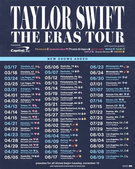 Taylor Swift Adds 17 More Stadium Shows To Eras Tour Which Will Include A Five Night Stand In